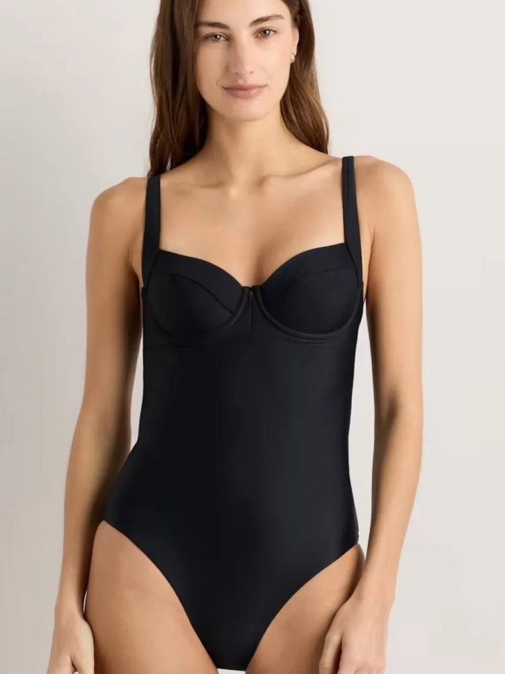 Quince Italian Underwire One-Piece Swimsuit Small Black NWT